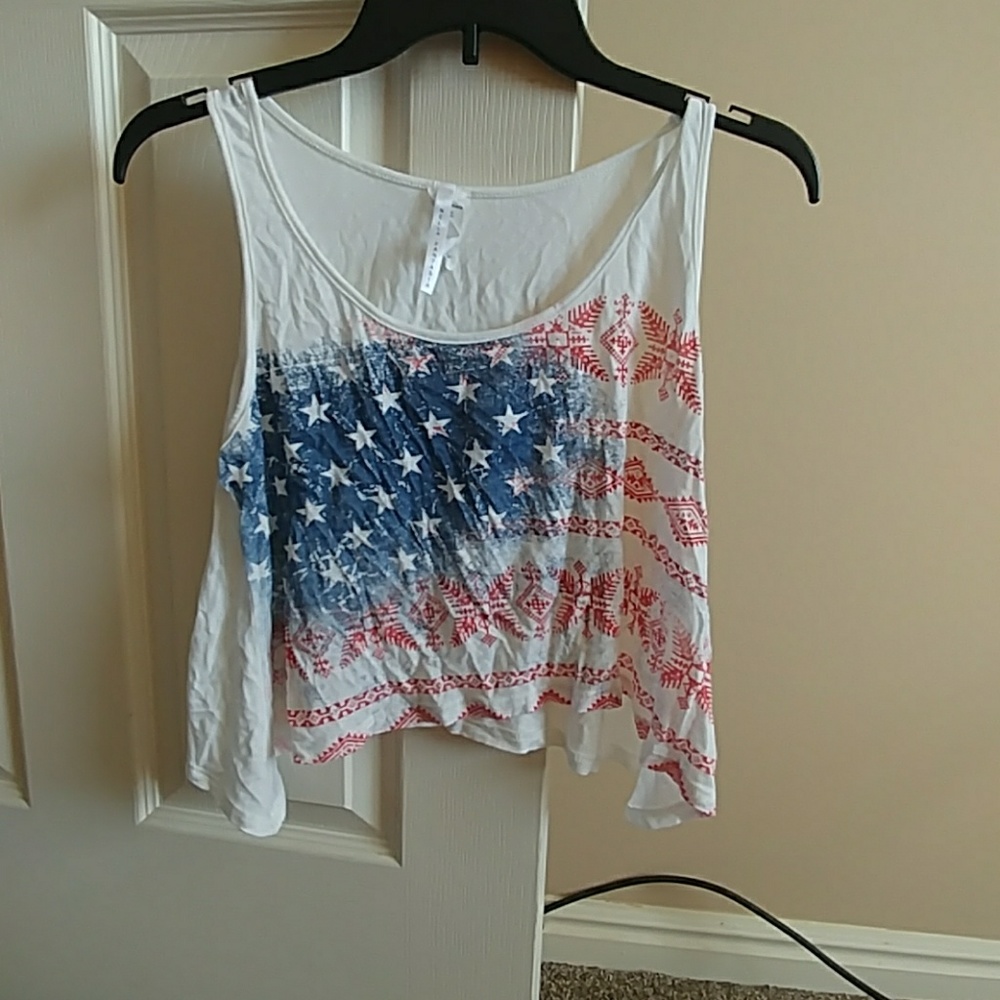 American flag print flowy tank top